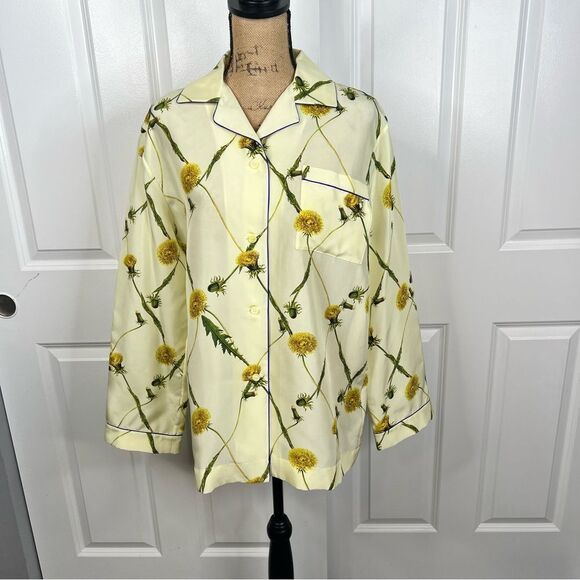 Sz 8 BURBERRY 100% Silk Floral silk poplin pajama shirt NWT $2090 MSRP - Picture 4 of 17
